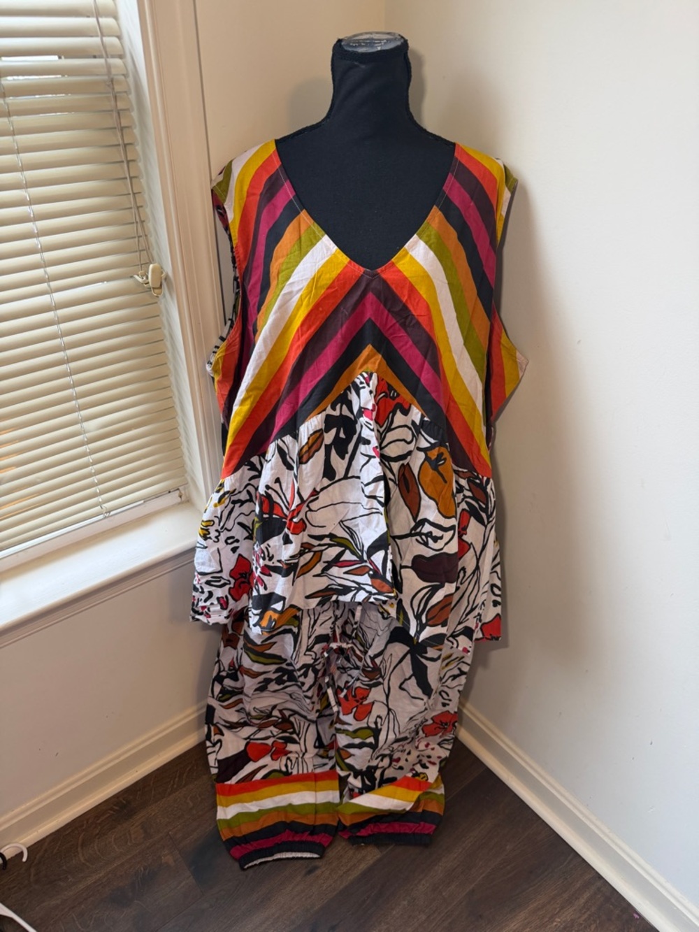 Ashley Stewart Plus Size 26 28 2 Piece Set Tunic Top Wide Leg Pants Colorful